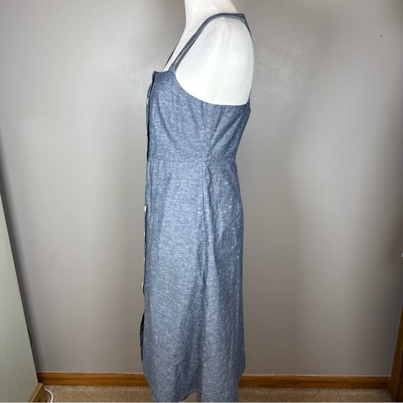 Madewell Chambray Button Front Cross Back Midi Dress Size 2 Pockets Cotton - Picture 4 of 11
